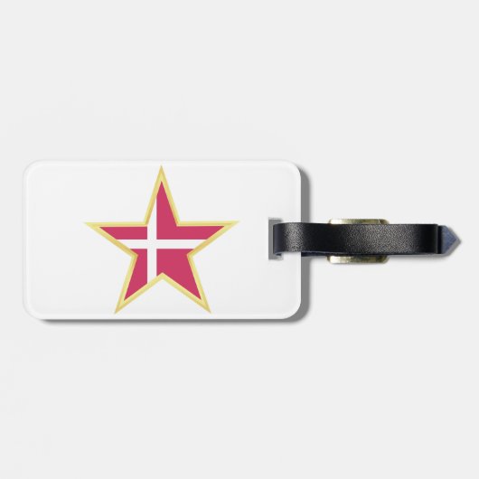 Denmark National Flag Star Shape Bagagelabel (Achterkant horizontaal)