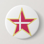 Denmark National Flag Star Shape Ronde Button 7,6 Cm (Voorkant)
