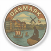 Denmark Travel Vintage Sticker (Voorkant)