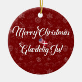 Denmark USA Bilingual Merry Christmas Keramisch Ornament (Voorkant)