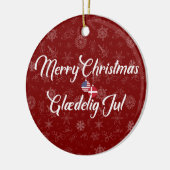 Denmark USA Bilingual Merry Christmas Keramisch Ornament (Links)