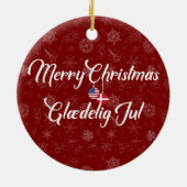 Denmark USA Bilingual Merry Christmas Keramisch Ornament (Achterkant)
