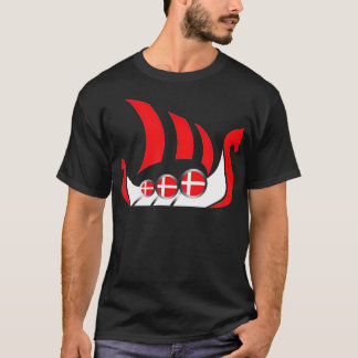 Denmark Viking Ship  Danish Flag Dragon Boat  T-shirt