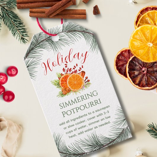 Denneblad Kerst Kookplaat Sudderend Potpourri Cadeaulabel