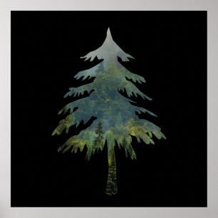 Dennebomen in het bos poster
