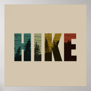 Dennebomen naar de bossen hike vintage poster