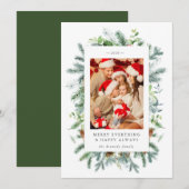 Dennen en bessen foto kerstkaart (Voorkant / Achterkant)