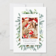 Dennen en bessen foto kerstkaart