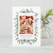 Dennen en bessen foto kerstkaart voor de feestdage (Staand voorkant)