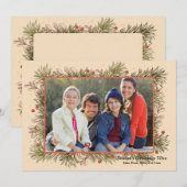 Dennen en bessen kader kerstkaart (Voorkant / Achterkant)