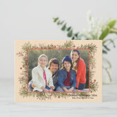 Dennen en bessen kader kerstkaart (Staand voorkant)