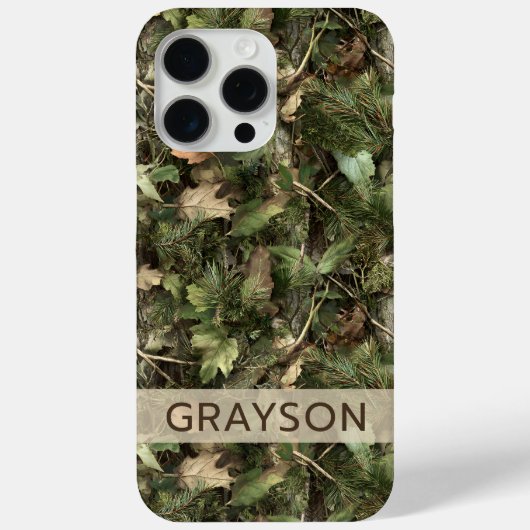 Dennen en Bladeren Camouflage Gepersonaliseerd Case-Mate iPhone Case (Achterkant)