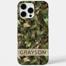 Dennen en Bladeren Camouflage Gepersonaliseerd iPhone 16 Pro Max Hoesje