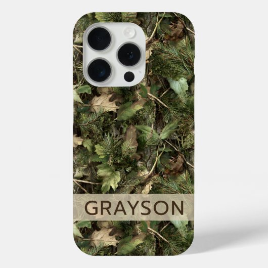 Dennen en Bladeren Camouflage Gepersonaliseerd Case-Mate iPhone Case (Achterkant)
