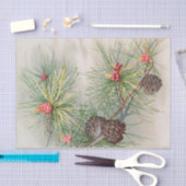 Dennen en Bloem Kerstmis Decoupage Tissuepapier (Craft)