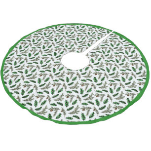 Dennen en hulst geborsteld polyester boomkleed kerstboom rok