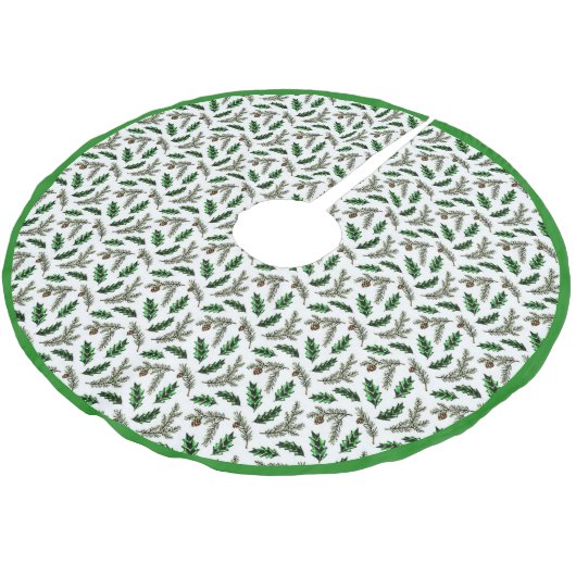 Dennen en hulst geborsteld polyester boomkleed kerstboom rok (Gekanteld)