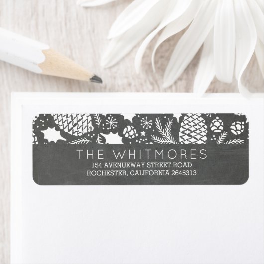 Dennen en kegels winter etiket (Insitu)