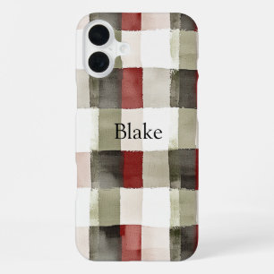 Dennen Groen Ivoor Rood Strepen iPhone 16 Plus Hoesje