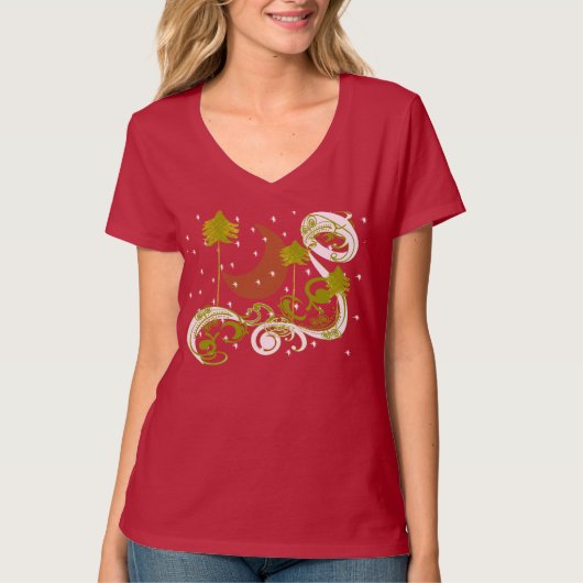 dennen met Moon Forest Woodlands Tuniek T-shirt (Voorkant)