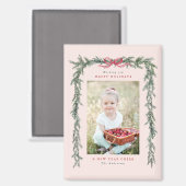 Dennen Tak Frame Foto Blush Roze Kerst  Magneet (Voorkant / Achterkant)