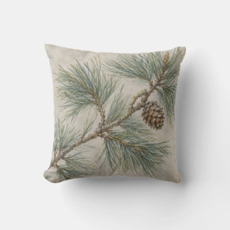 Dennen Tak Kegel Steen Botanische Aquarel Kussen