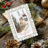 Dennen takjes en bessen Aangepaste foto Kerstmis  Feestdagenkaart