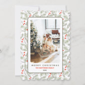 Dennen takjes en bessen Aangepaste foto Kerstmis  Feestdagenkaart (Voorkant)