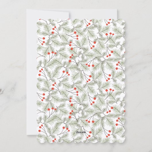 Dennen takjes en bessen Aangepaste foto Kerstmis  Feestdagenkaart (Achterkant)