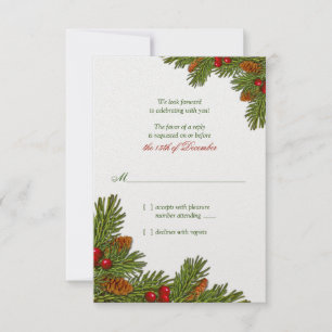 Dennen Takken Kerst Winter Bruiloft RSVP Kaart