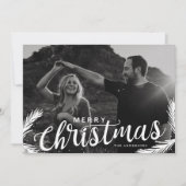 Dennen Takken Prettig Kerstmis Script Overlay Feestdagenkaart (Voorkant)