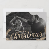 Dennen Takken Prettig Kerstmis Script Overlay Feestdagenkaart (Voorkant)