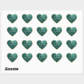 Dennen Teal met Gouden Frame en Monogram Bedankt Hart Sticker (Vel)