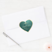 Dennen Teal met Gouden Frame en Monogram Bedankt Hart Sticker (Envelop)