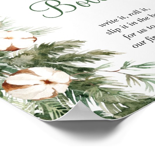 Dennen Winter Bericht In Een Fles Bruidsfeest Bord Poster (Hoek)