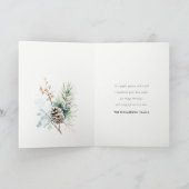 Dennenappel Aquarel Winter Bessen Kerstmis Feestdagen Kaart (Binnen)