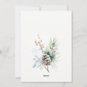 Dennenappel Aquarel Winter Bessen Kerstmis Feestdagenkaart (Achterkant)