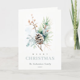 Dennenappel Aquarel Winterbessen Kerstmis Feestdagen Kaart