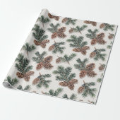 Dennenappel en Groene Bos Cadeaupapier (Uitgerold)