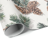 Dennenappel en Groene Bos Cadeaupapier (Rol Hoek)