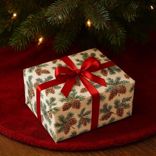 Dennenappel en Groene Bos Cadeaupapier