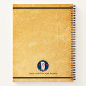 Dennenappel op vintage papier notitieboek (Achterkant)