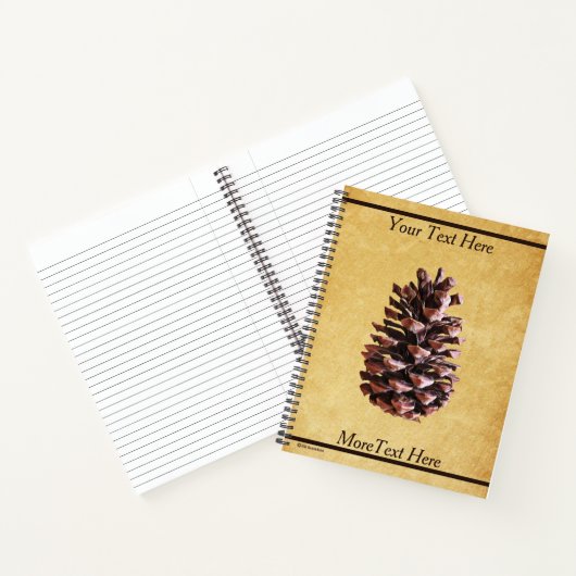 Dennenappel op vintage papier notitieboek (Binnen)