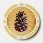 Dennenappel op vintage papier poker chips (Voorkant)
