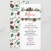 Dennenappel Rode Bes Kerst Moderne Trouwmenu Menu (Voorkant / Achterkant)