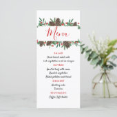 Dennenappel Rode Bes Kerst Moderne Trouwmenu Menu (Staand voorkant)