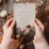 Dennenappel Slingerlichtjes Rustieke Friendsgiving Kaart