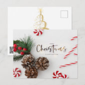 Dennenappel & Snoepriet Kerstgroeten Feestdagenkaart (Voorkant / Achterkant)