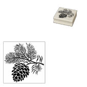  dennenappel tak rubberen stempel (Gestempeld)