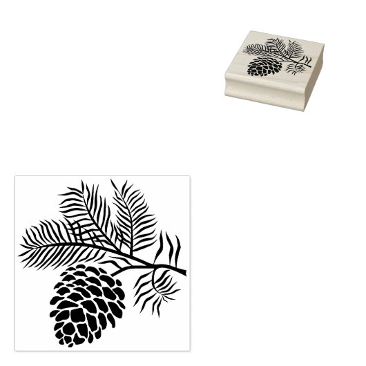  dennenappel tak rubberen stempel (Gestempeld)